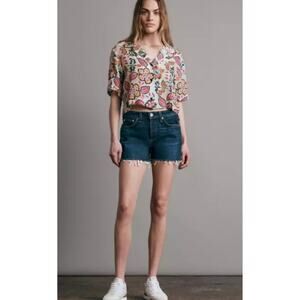 Rag & Bone Women's Dre Low-Rise Denim Shorts 31 Cambria Blue Raw Hem